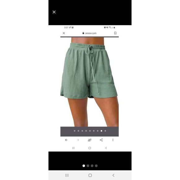 NWT Small Green Ribbed Elastic Drawstring Casual Shorts - Picture 1 of 3